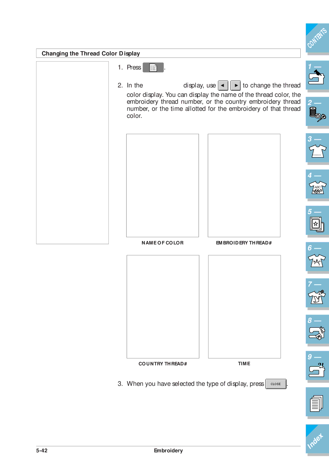 Brother ULT2002D operation manual Changing the Thread Color Display 