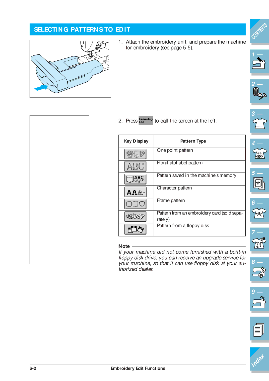 Brother ULT2002D operation manual Selecting Patterns to Edit, Key Display 