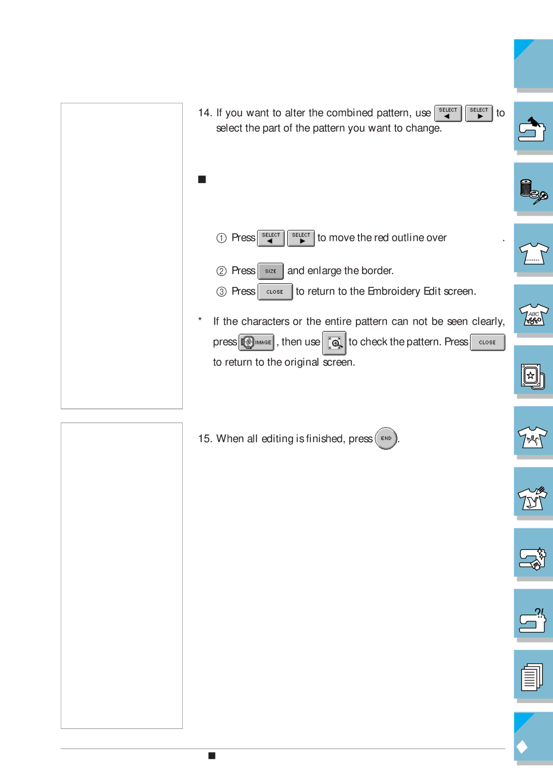 Brother ULT2002D operation manual Example Changing the size of the border 