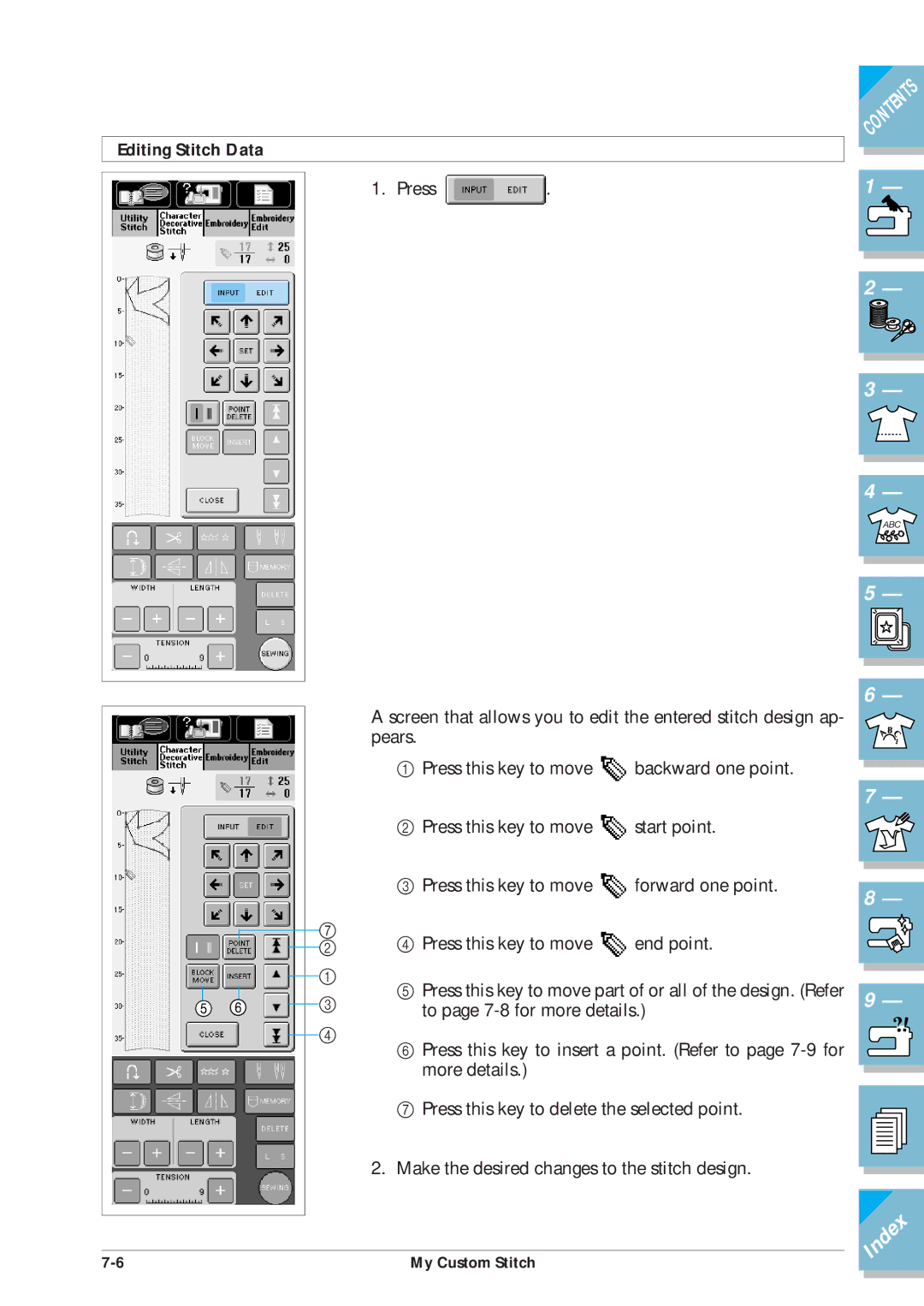 Brother ULT2002D operation manual Editing Stitch Data 