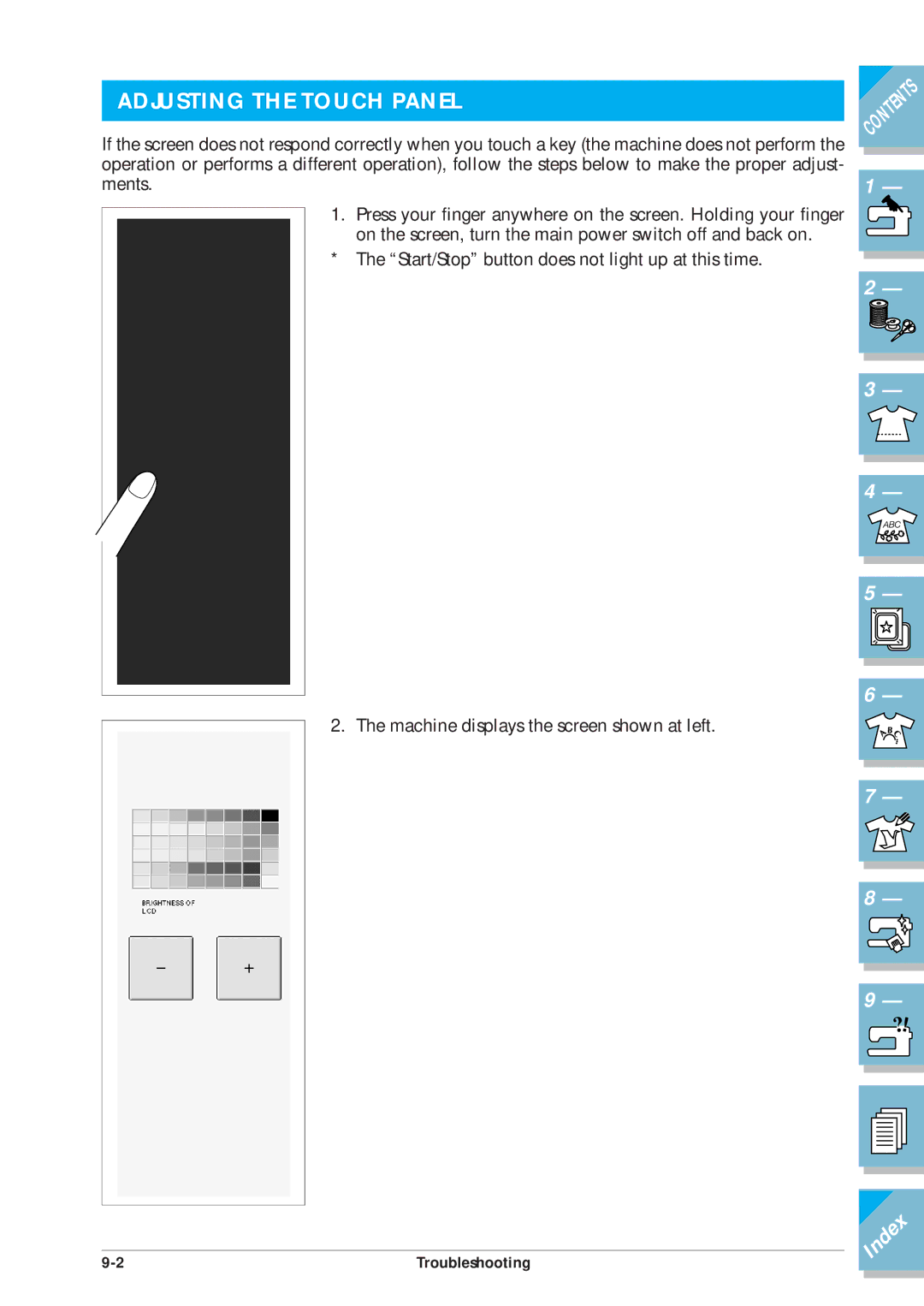 Brother ULT2002D operation manual Adjusting the Touch Panel 