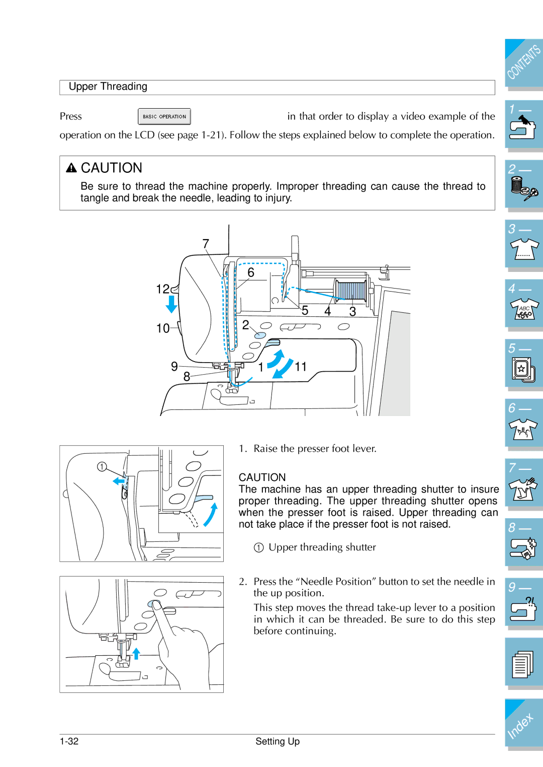 Brother ULT2002D operation manual Upper Threading 