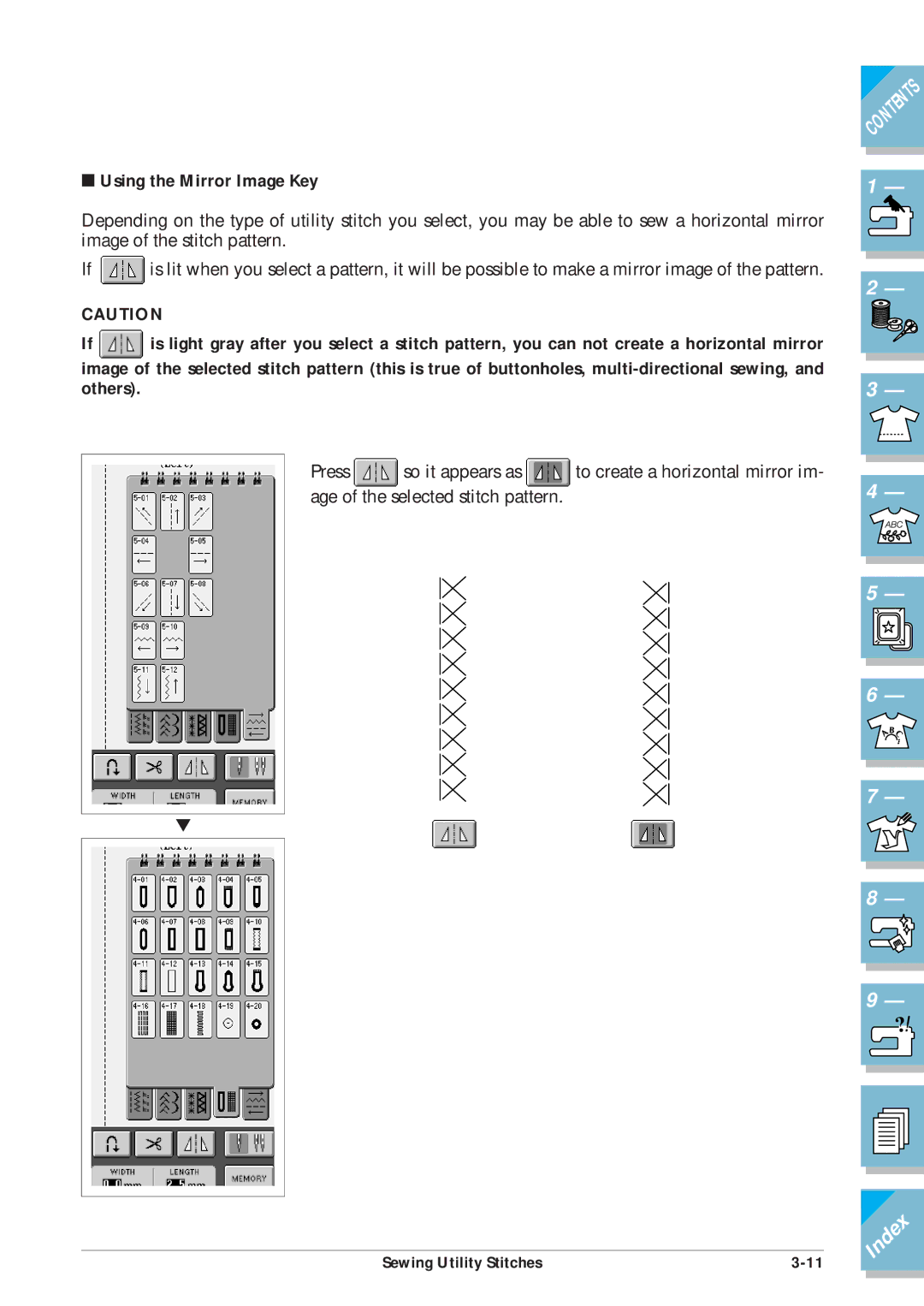 Brother ULT2002D operation manual Using the Mirror Image Key 