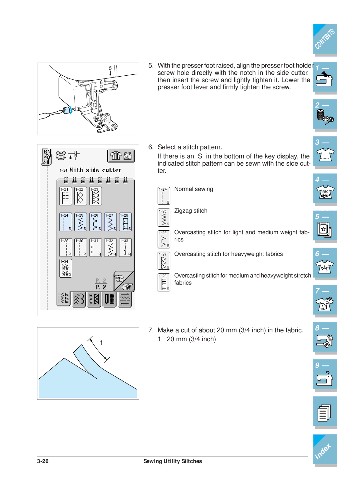 Brother ULT2002D operation manual Make a cut of about 20 mm 3/4 inch in the fabric 