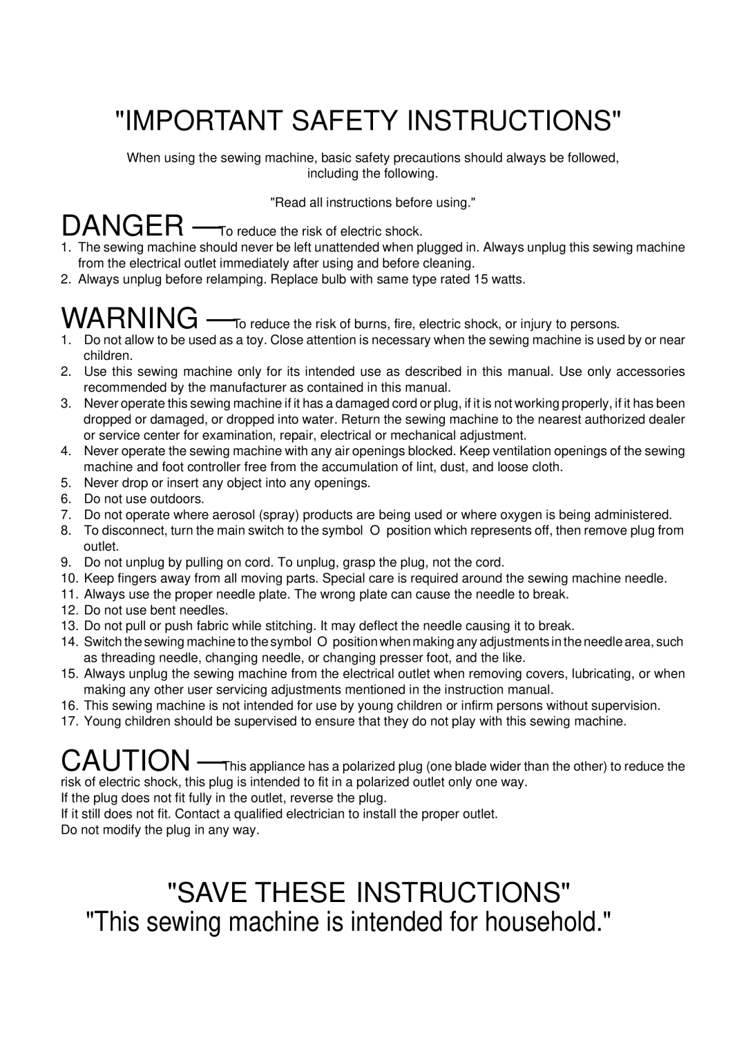 Brother UM 103D manual Important Safety Instructions 