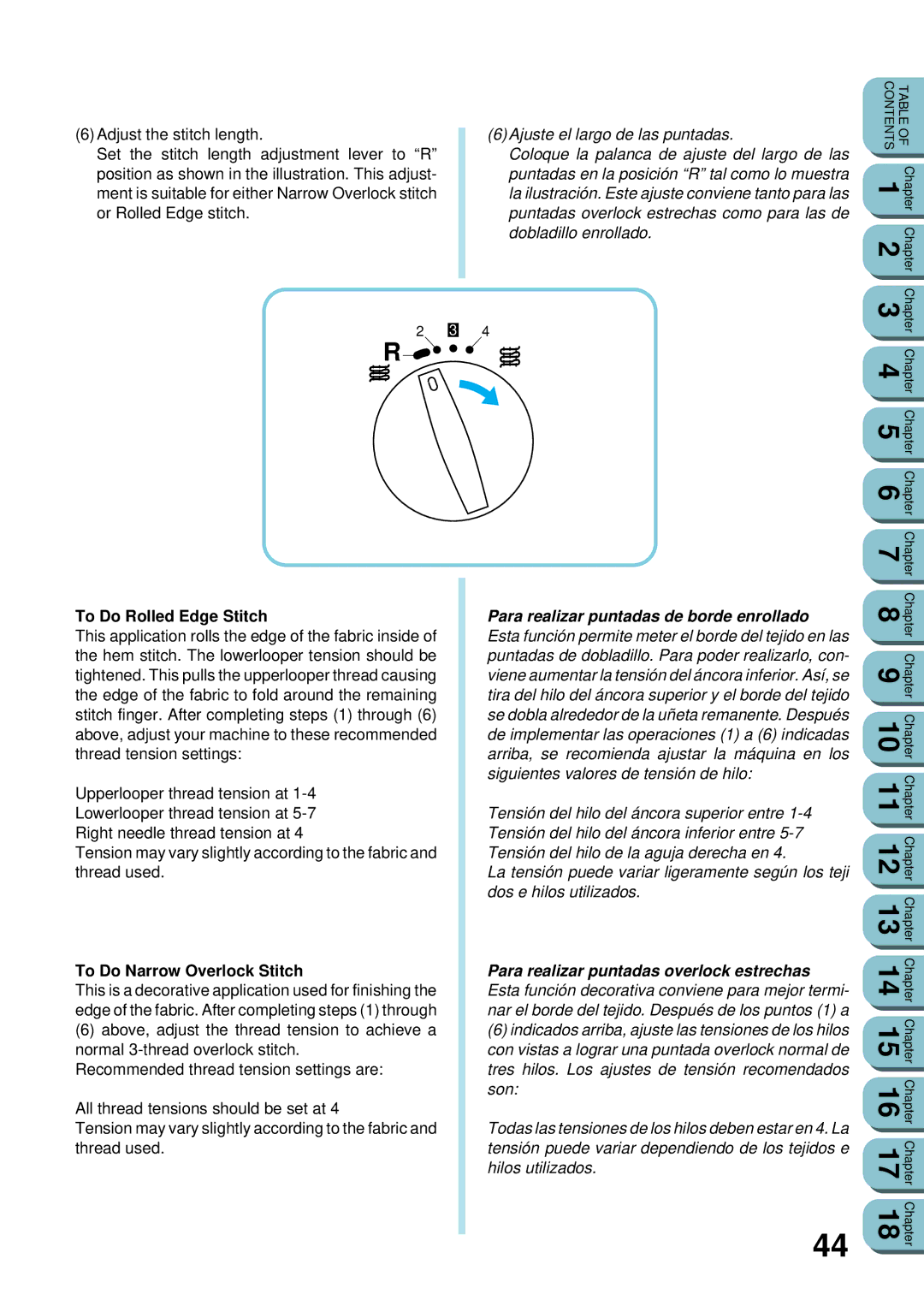 Brother UM 103D manual To Do Rolled Edge Stitch, To Do Narrow Overlock Stitch, Para realizar puntadas de borde enrollado 