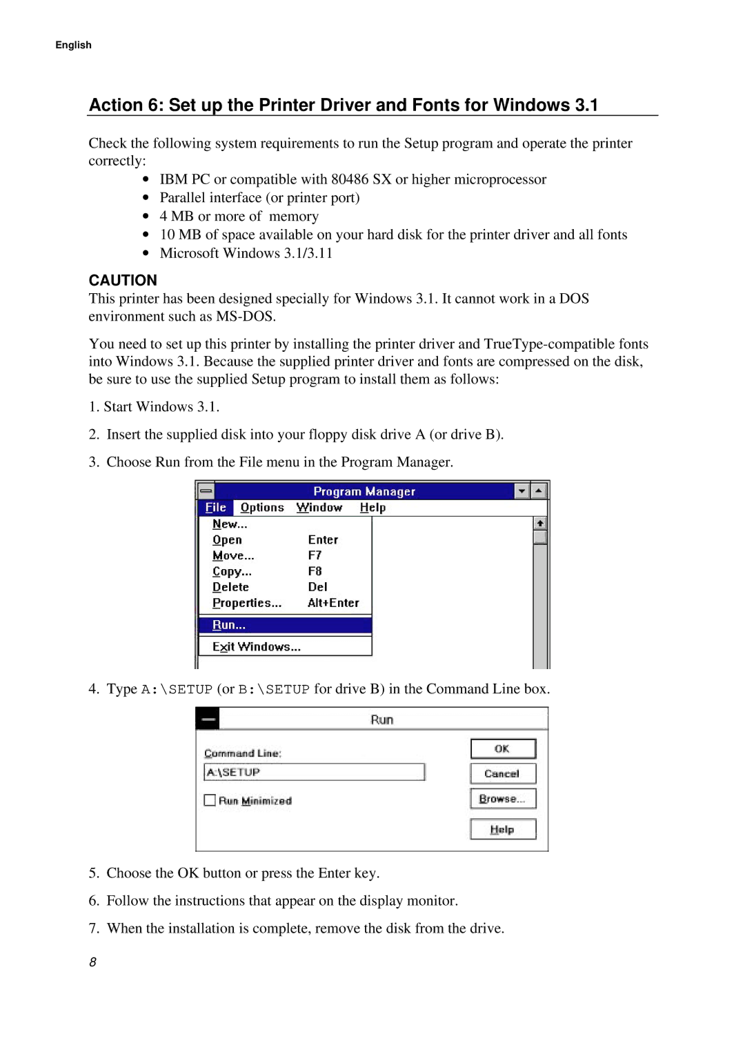 Brother WL-660 Series setup guide Action 6 Set up the Printer Driver and Fonts for Windows 