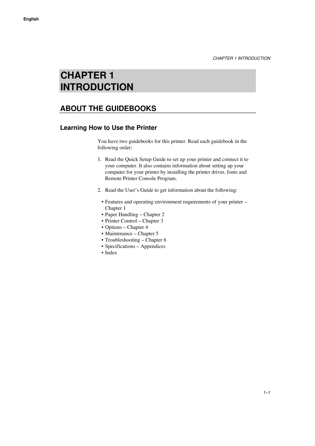 Brother WL660 manual Chapter Introduction, About the Guidebooks, Learning How to Use the Printer 