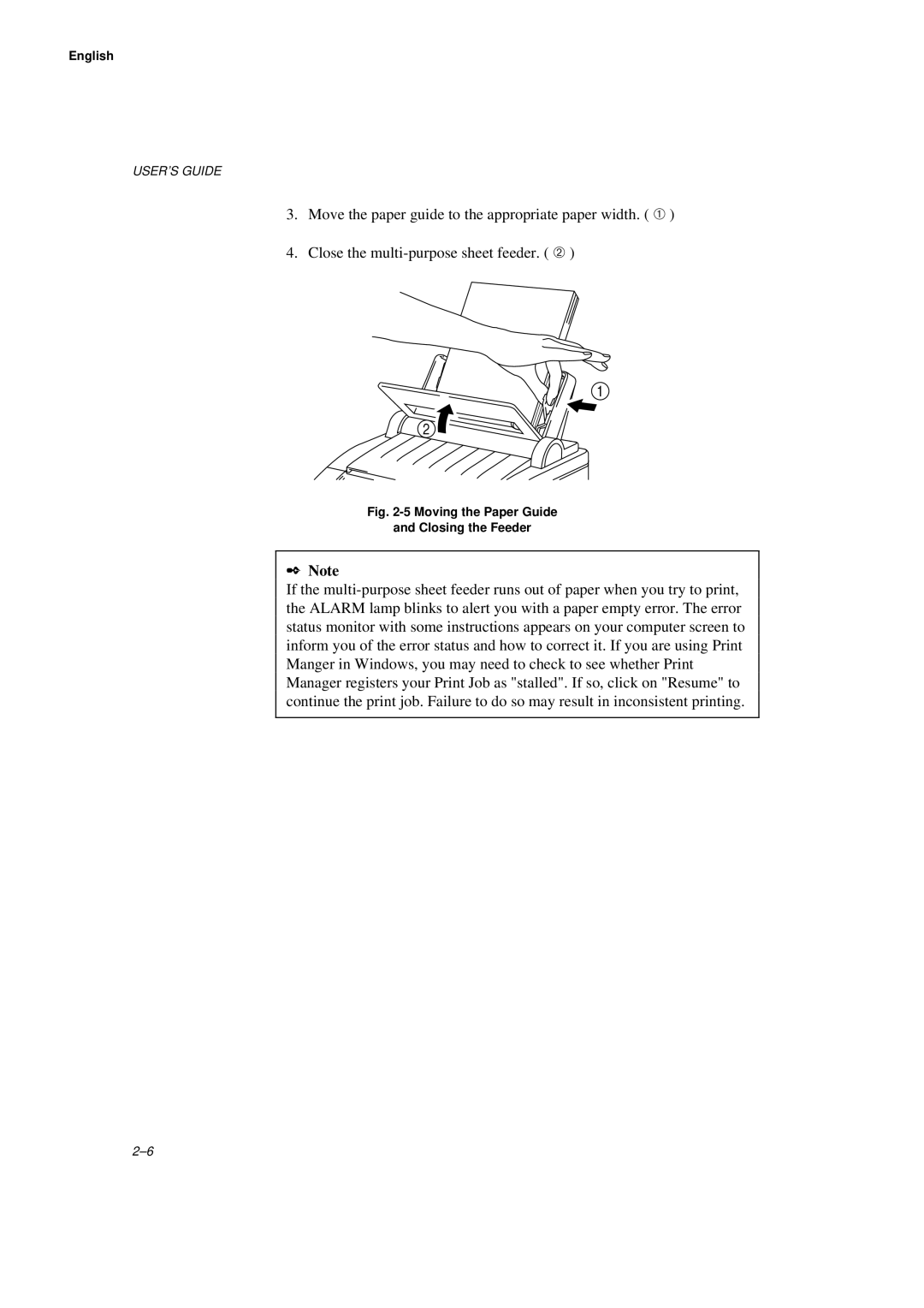 Brother WL660 manual Moving the Paper Guide Closing the Feeder 