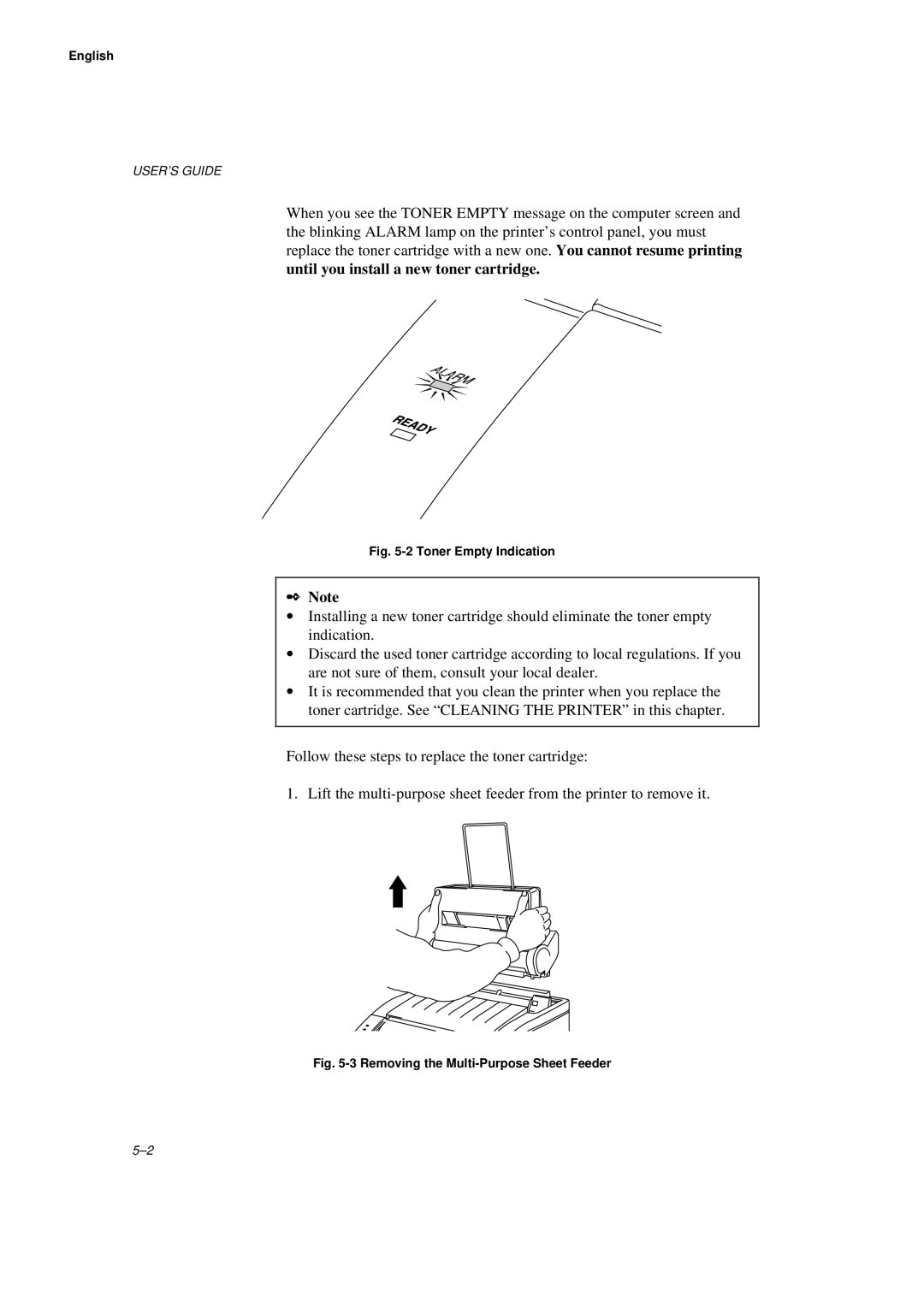 Brother WL660 manual Until you install a new toner cartridge, Toner Empty Indication 