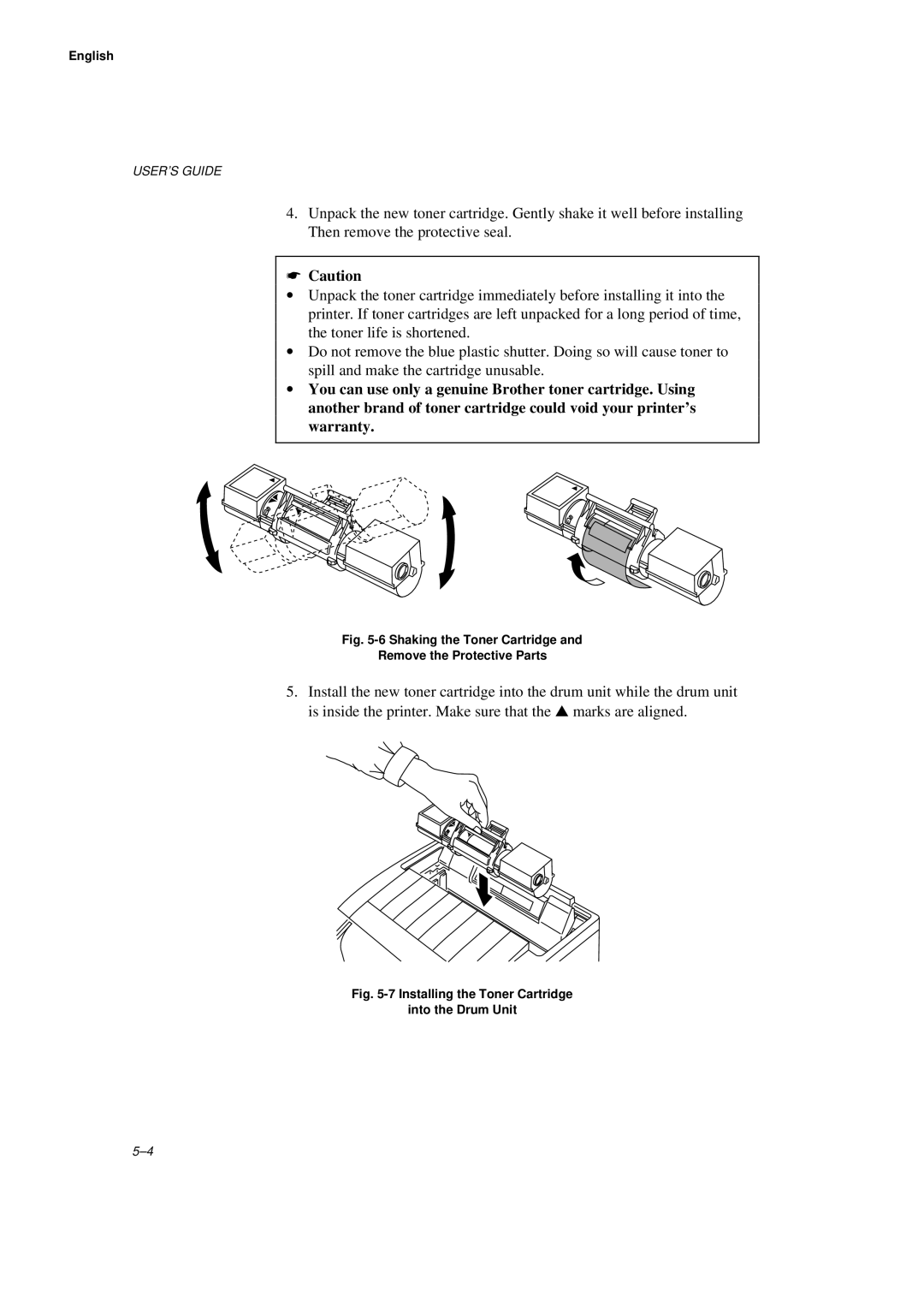 Brother WL660 manual Shaking the Toner Cartridge Remove the Protective Parts 