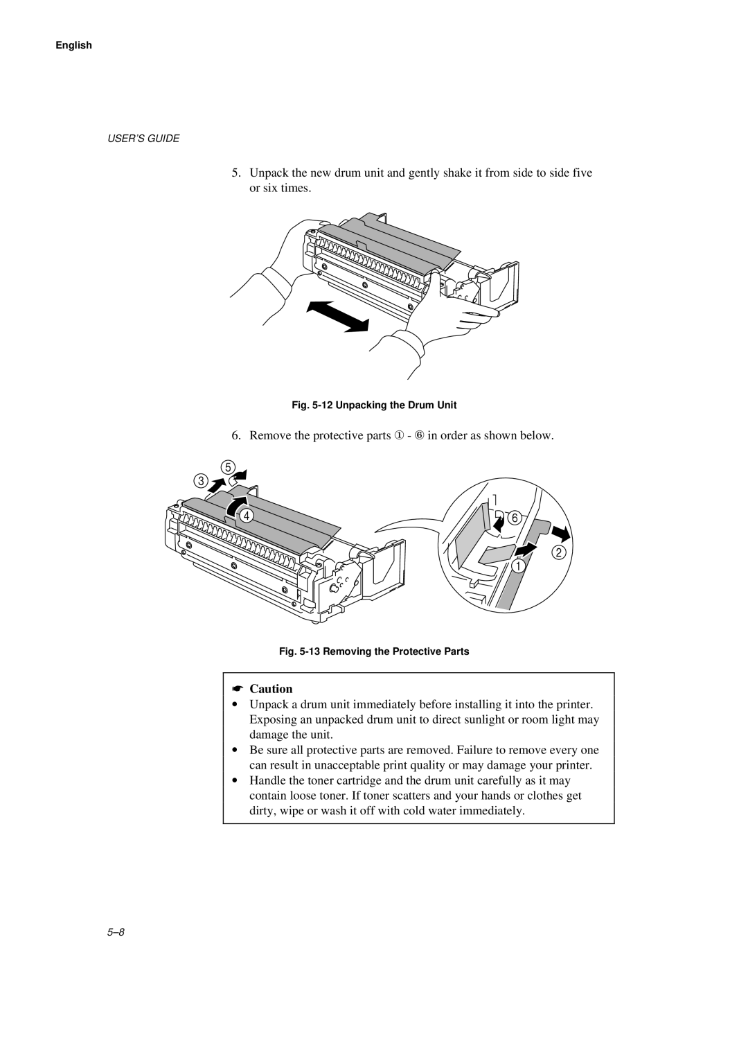 Brother WL660 manual Remove the protective parts ① ⑥ in order as shown below 