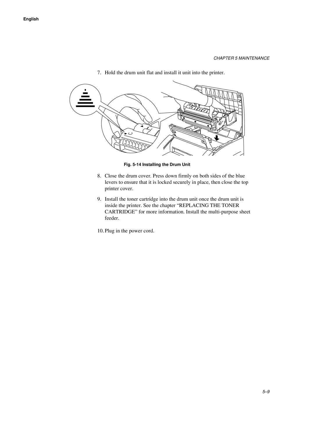 Brother WL660 manual Hold the drum unit flat and install it unit into the printer 