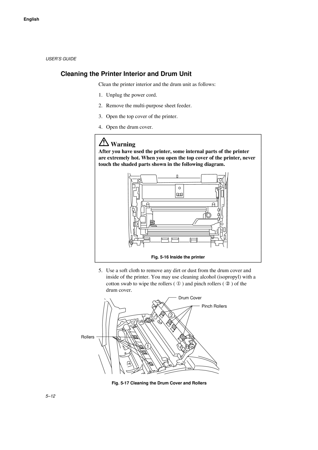 Brother WL660 manual Cleaning the Printer Interior and Drum Unit, Inside the printer 