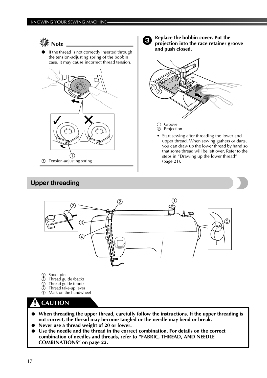 Brother 885-X08, 885-X28, 885-X18, 885-X16, 885-X06, 885-X26 operation manual Upper threading 