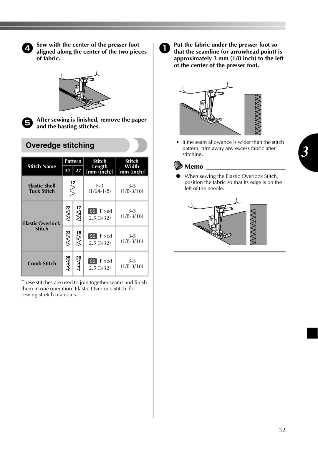 Brother 885-X28, 885-X18, 885-X08, 885-X16, 885-X06, 885-X26 Overedge stitching, Pattern Stitch, Stitch Fixed 