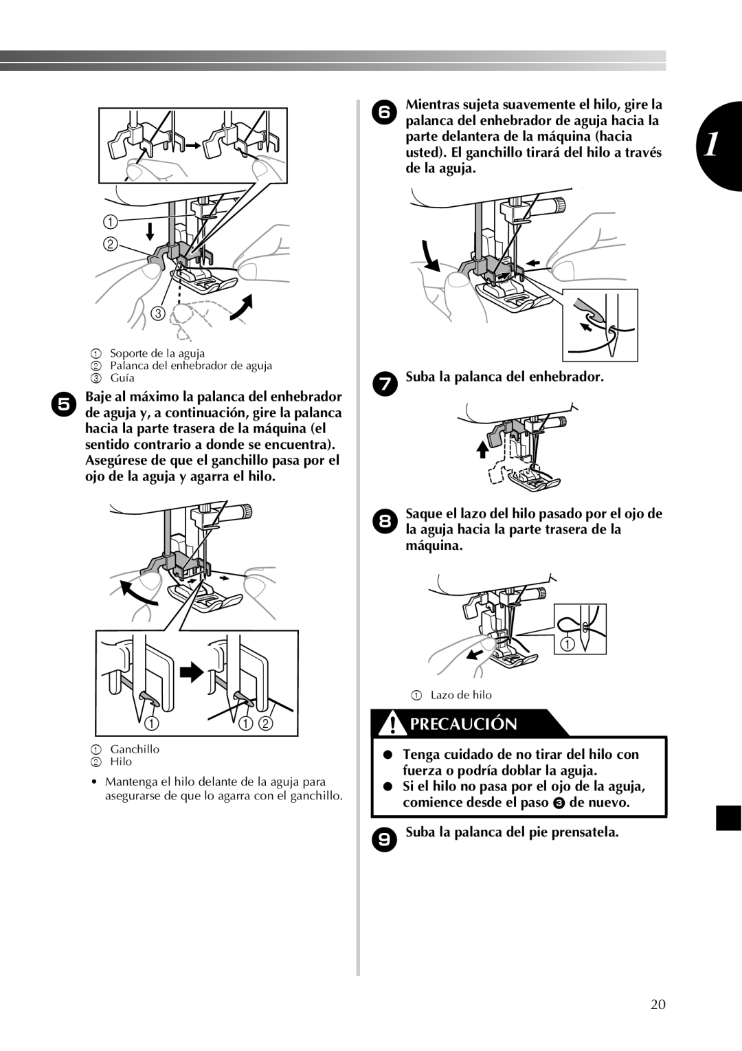 Brother 885-X28, 885-X18, 885-X08, 885-X16, 885-X06, 885-X26 operation manual Parte delantera de la máquina hacia 