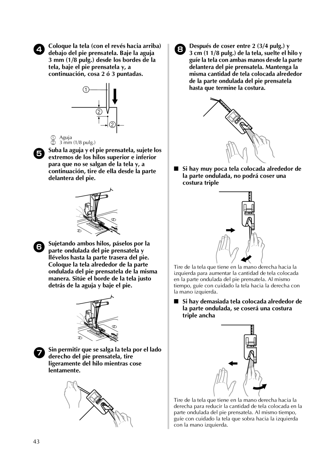 Brother 885-X18, 885-X28, 885-X08, 885-X16, 885-X06, 885-X26 operation manual Aguja Mm 1/8 pulg 