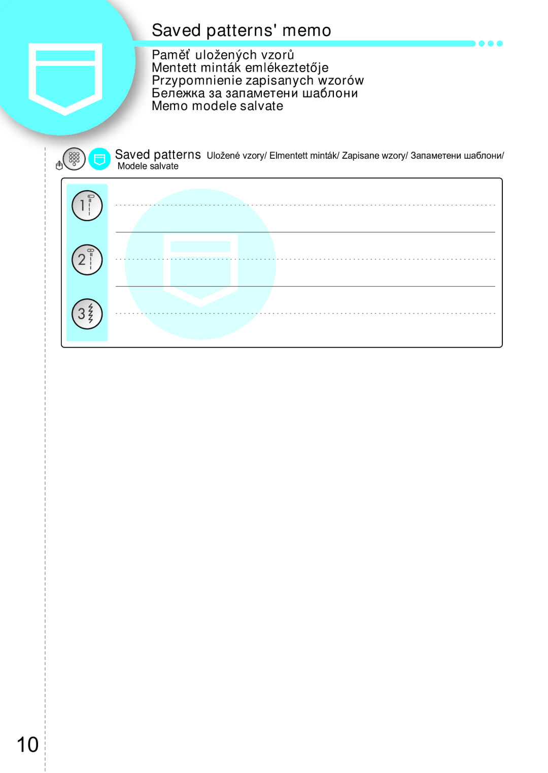 Brother XE5017-001, Innov-is 50, 885-V14 manual Saved patterns memo 