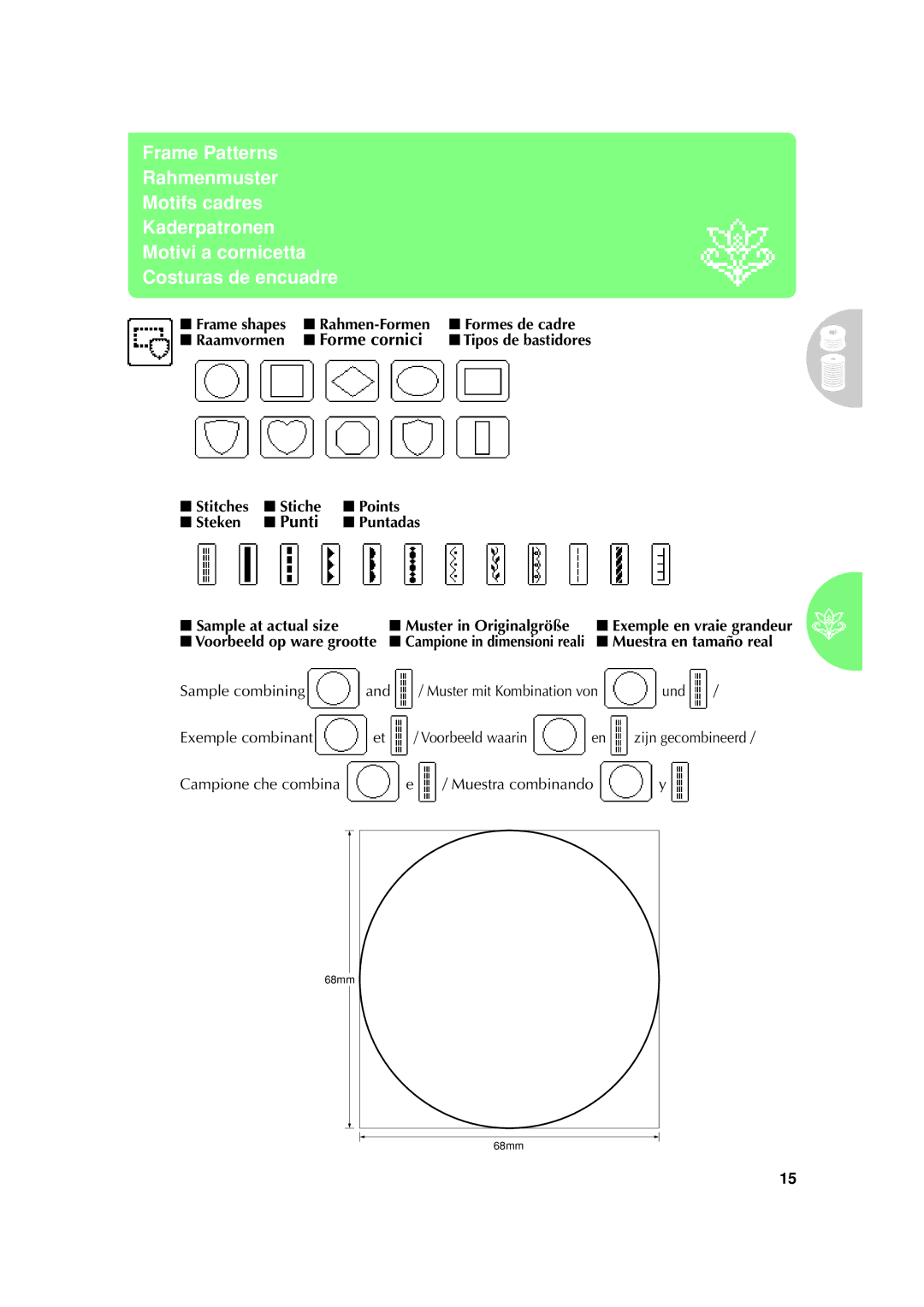 Brother XE5366-001 manual Forme cornici 