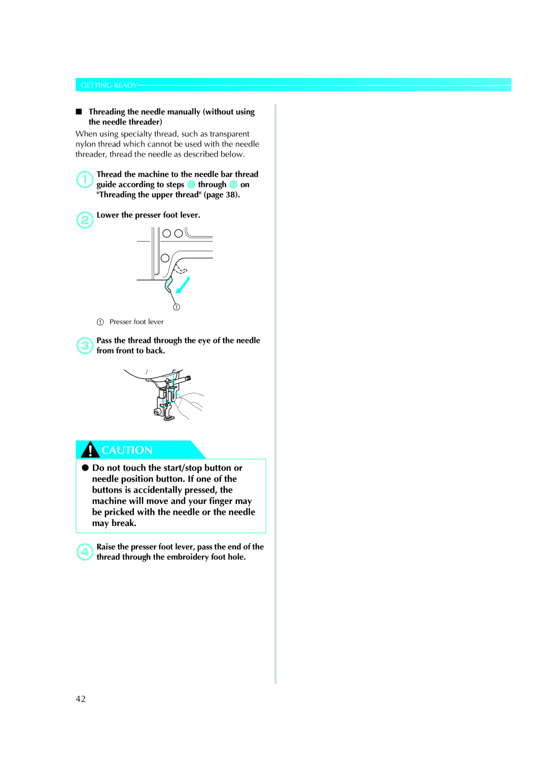 Brother XE5427-001, 885-V51 operation manual Getting Ready 