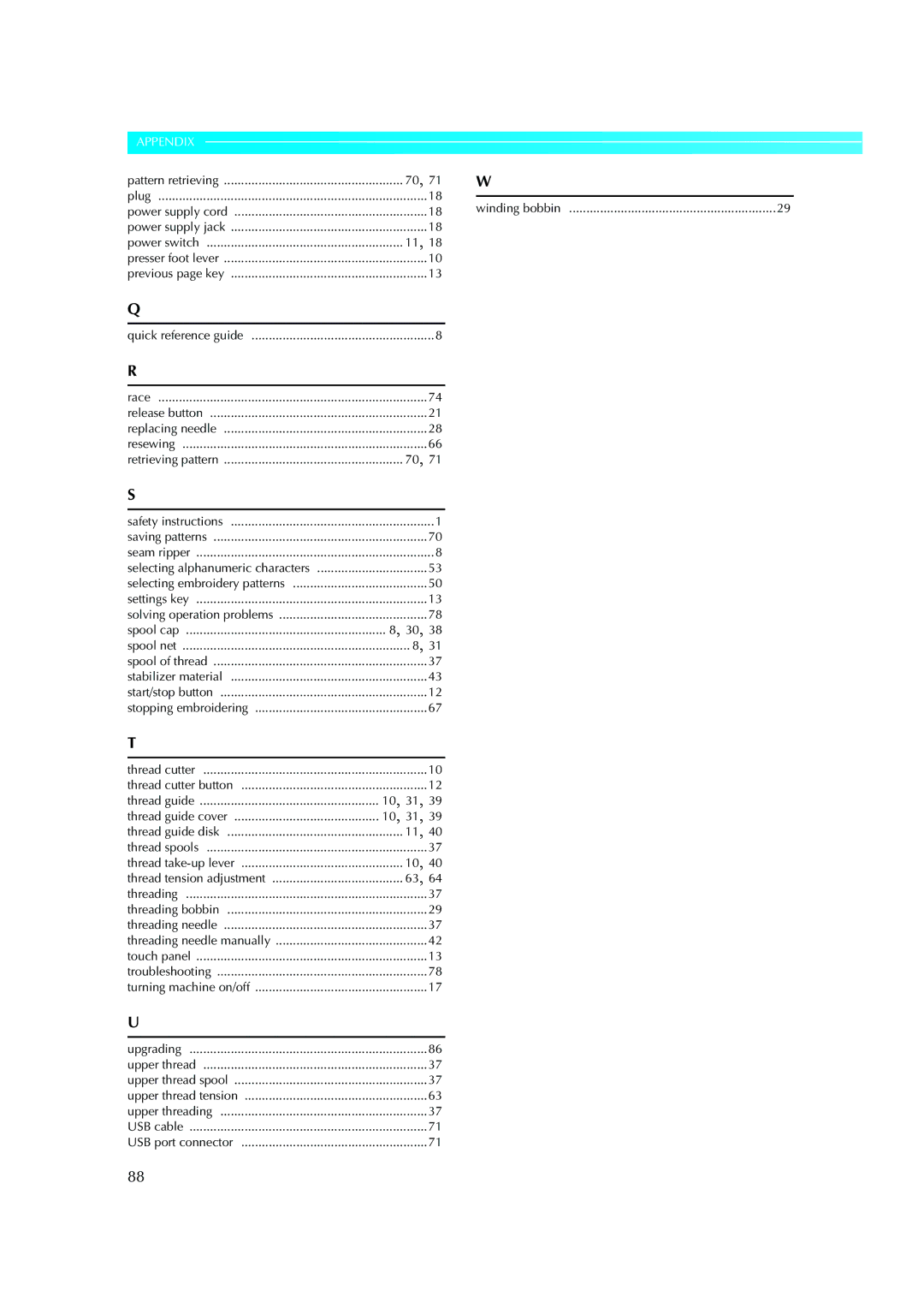 Brother XE5427-001, 885-V51 operation manual 10, 31 