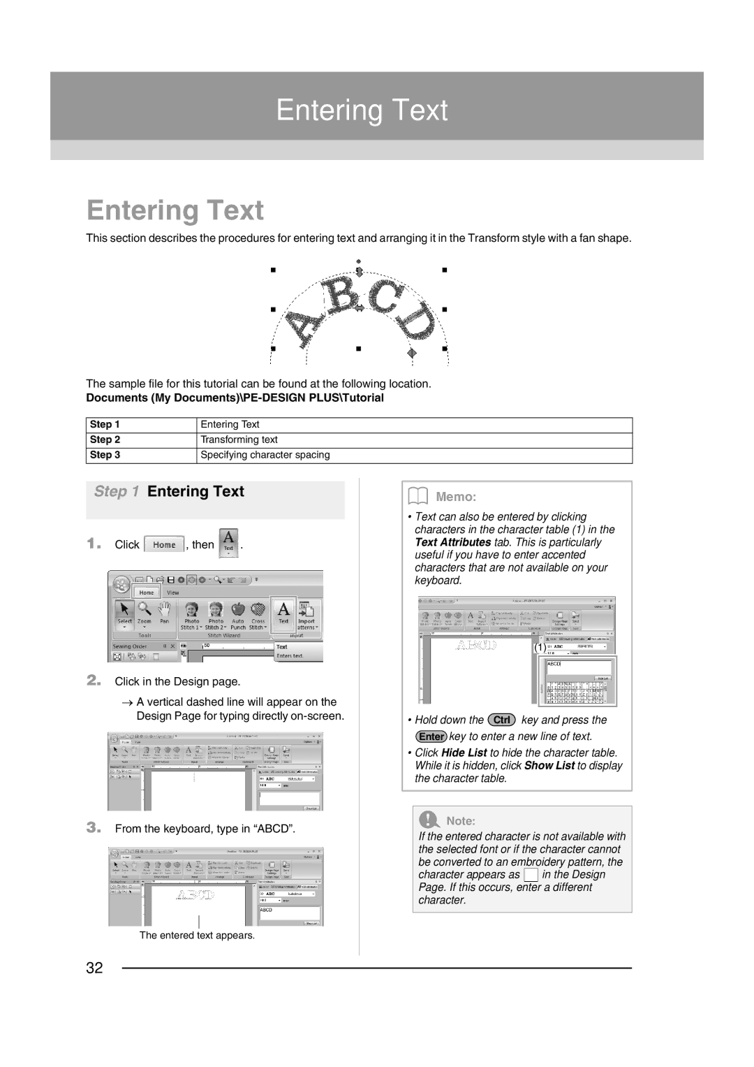 Brother XF0606-001 operation manual Entering Text 