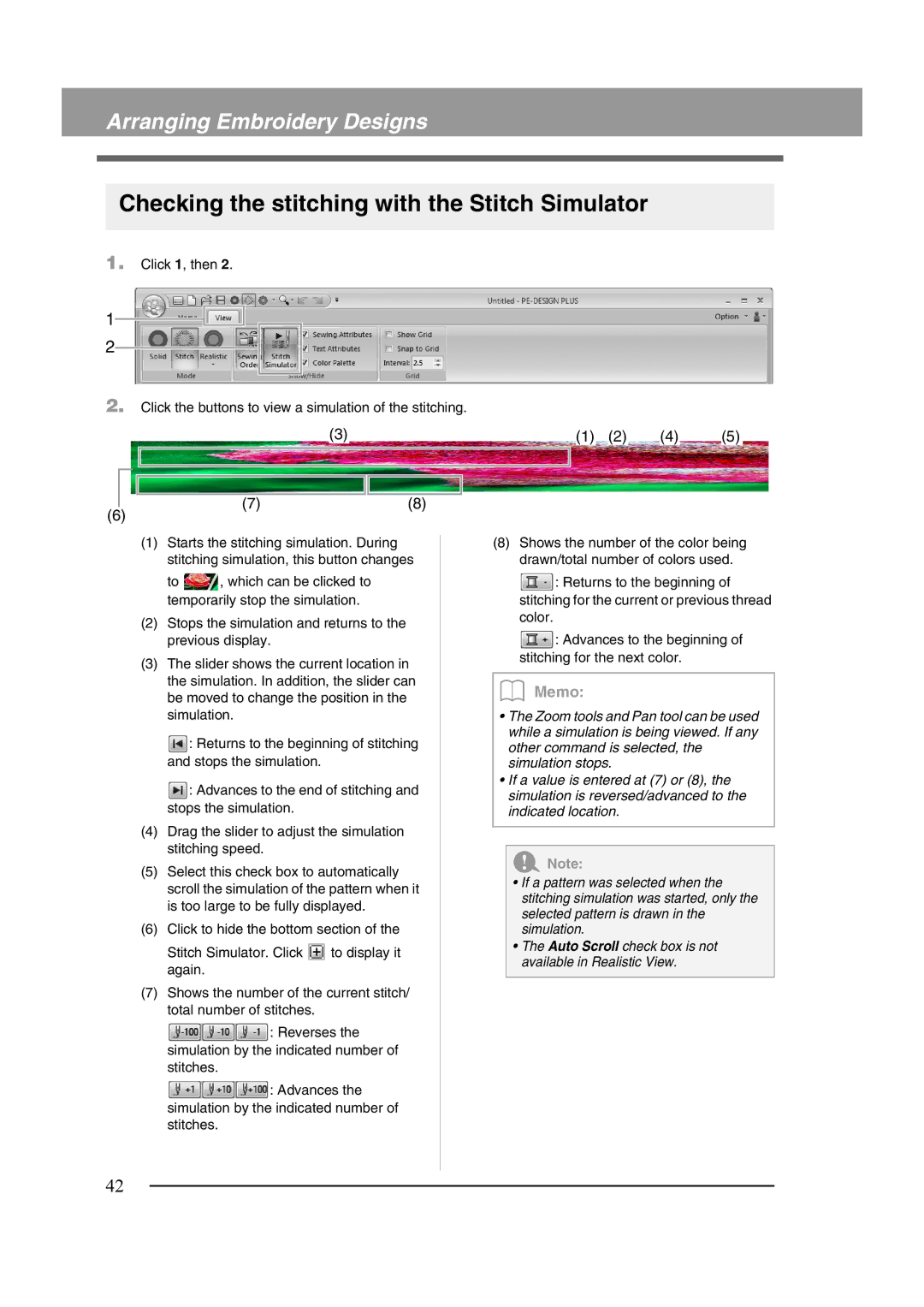 Brother XF0606-001 operation manual Checking the stitching with the Stitch Simulator 