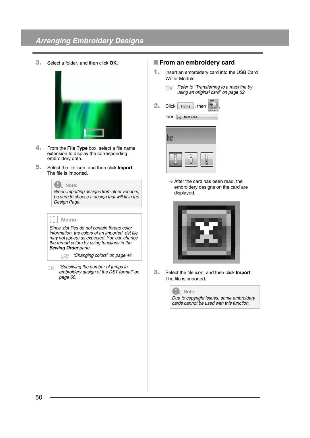 Brother XF0606-001 operation manual From an embroidery card 