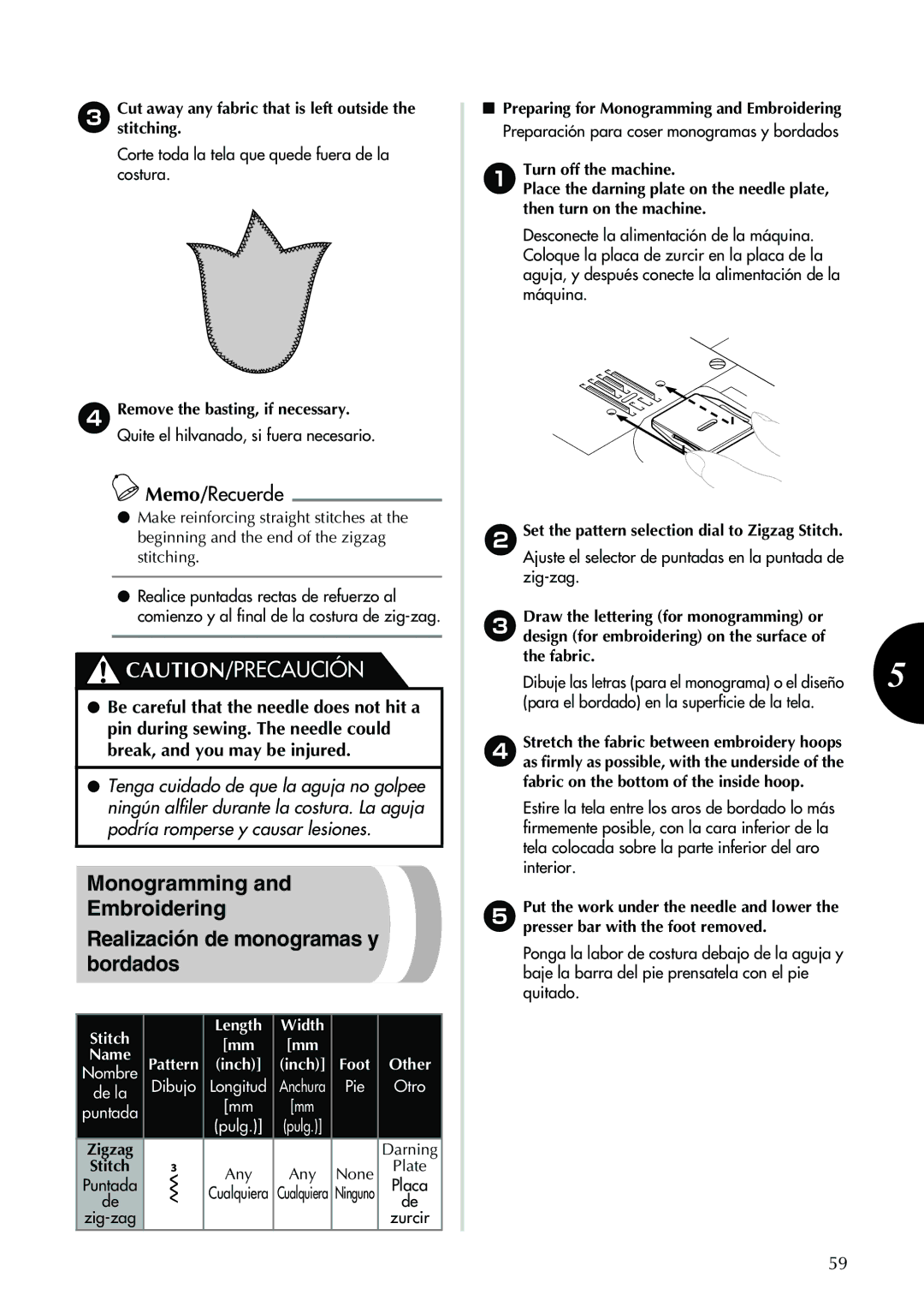 Brother XL-2600 3Cutstitching.away any fabric that is left outside, Be careful that the needle does not hit a 