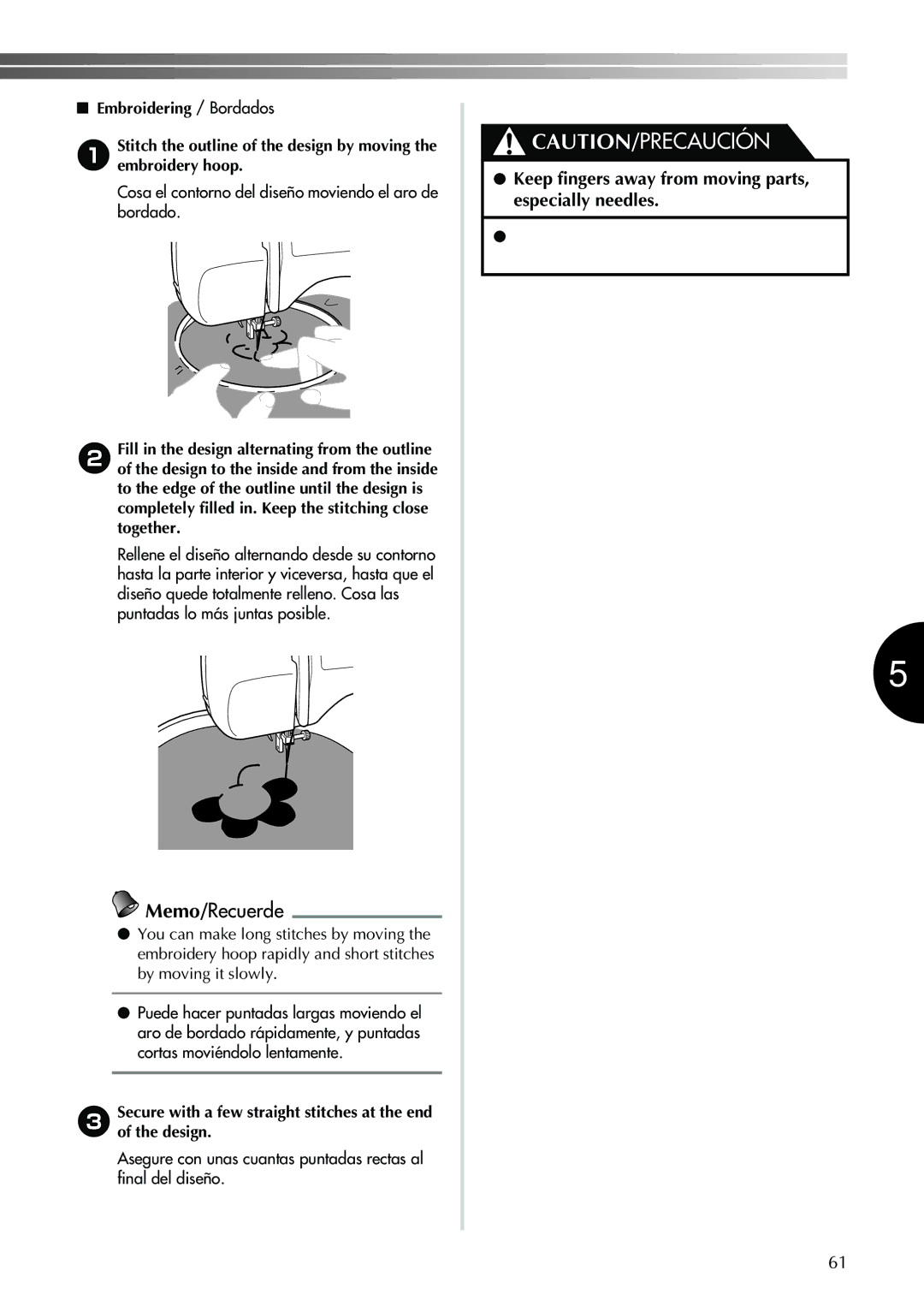 Brother XL-2600 operation manual Cosa el contorno del diseño moviendo el aro de bordado 