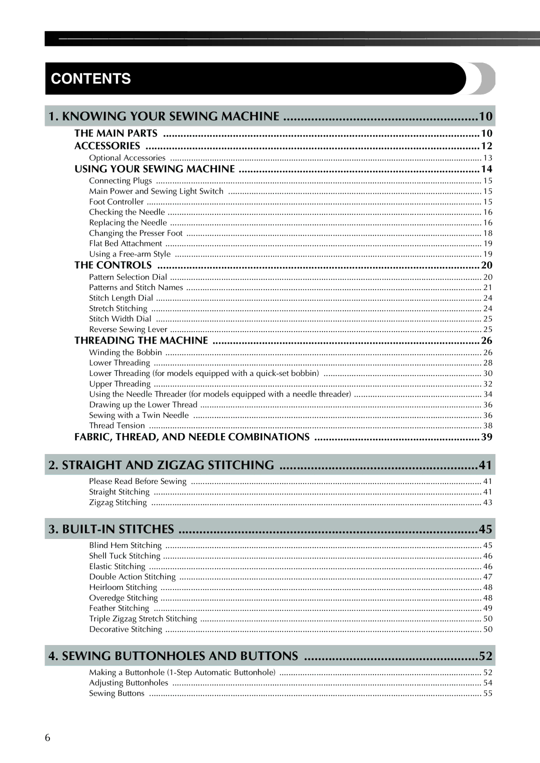 Brother XL-2600 operation manual Contents 