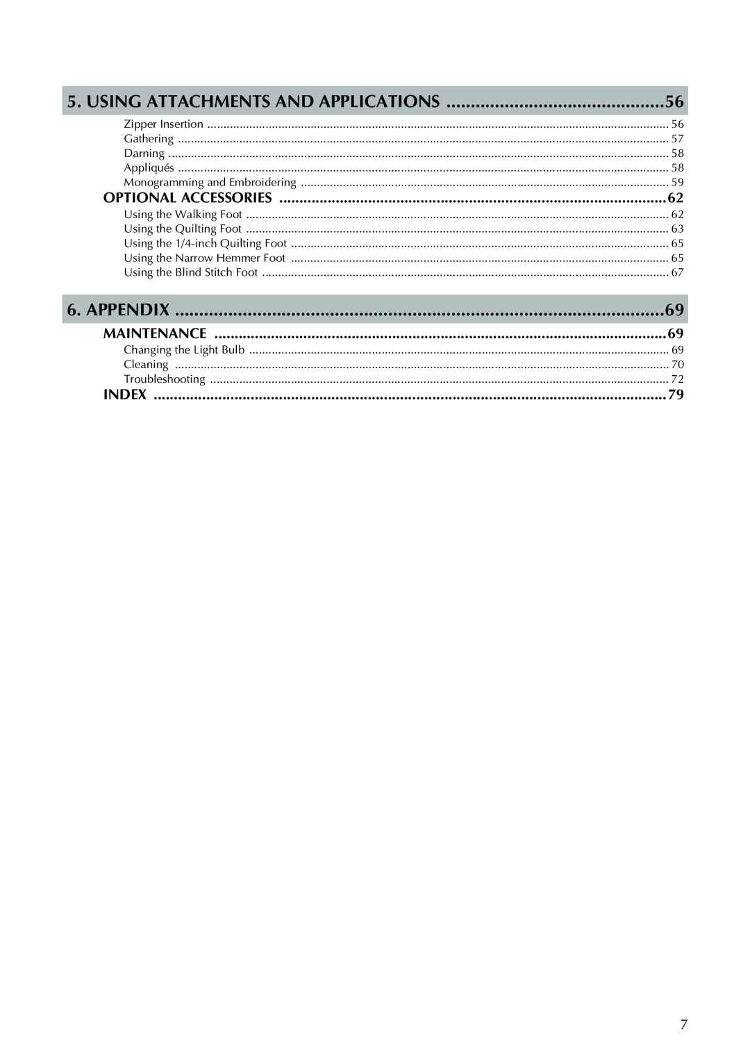 Brother XL-2600 operation manual Appendix 