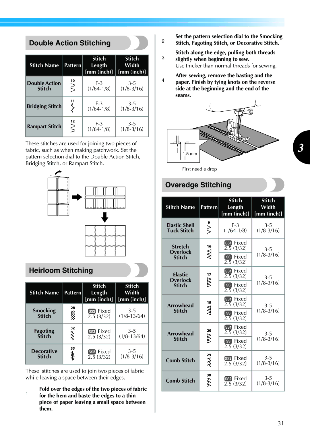 Brother XL-3520i, XL-2610i Double Action Stitching, Heirloom Stitching, Overedge Stitching, Stitch Stitch Name Pattern 