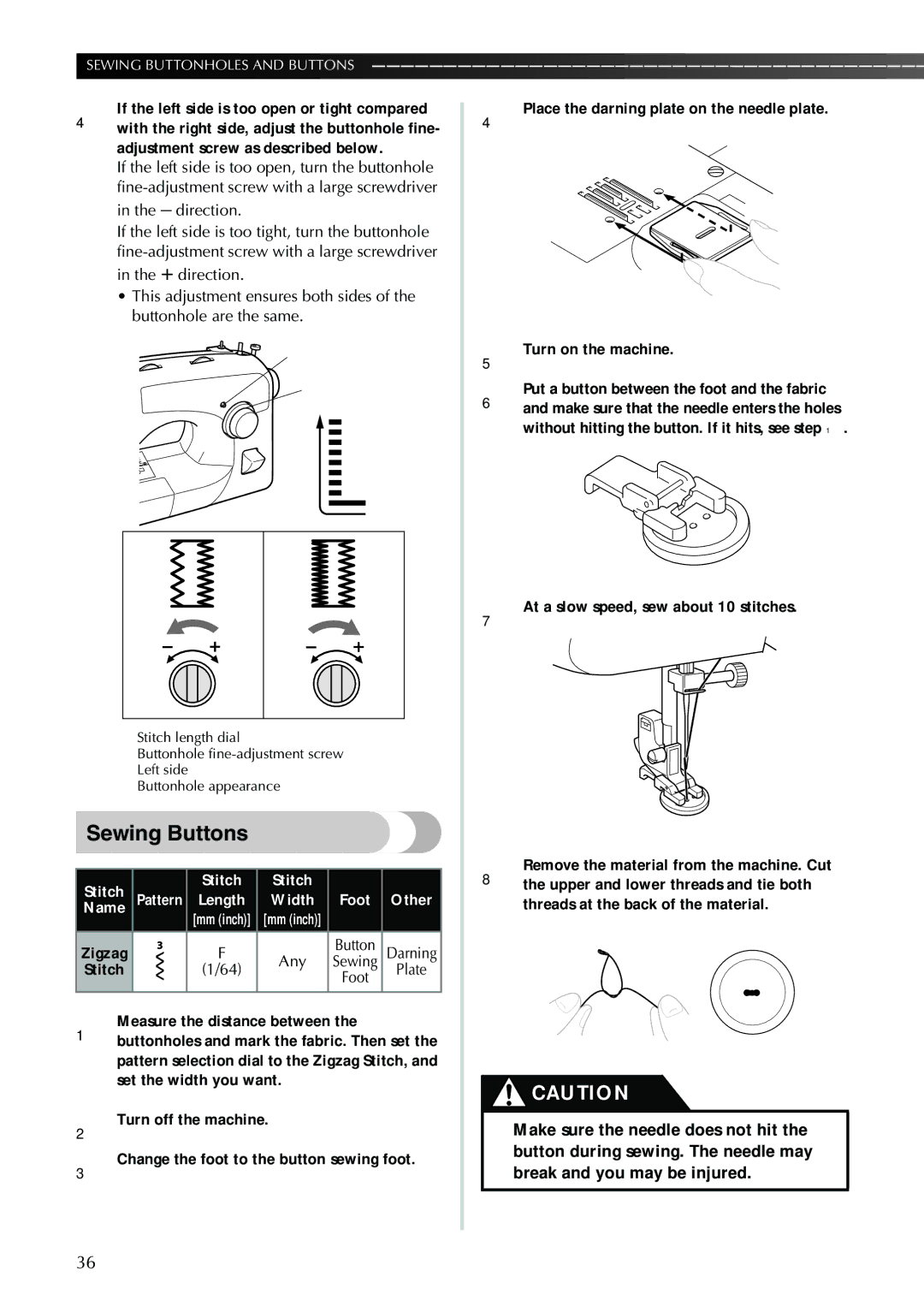 Brother XL-3510i, XL-2610i, XL-3520i, XL-2620i operation manual Sewing Buttons, Stitch 