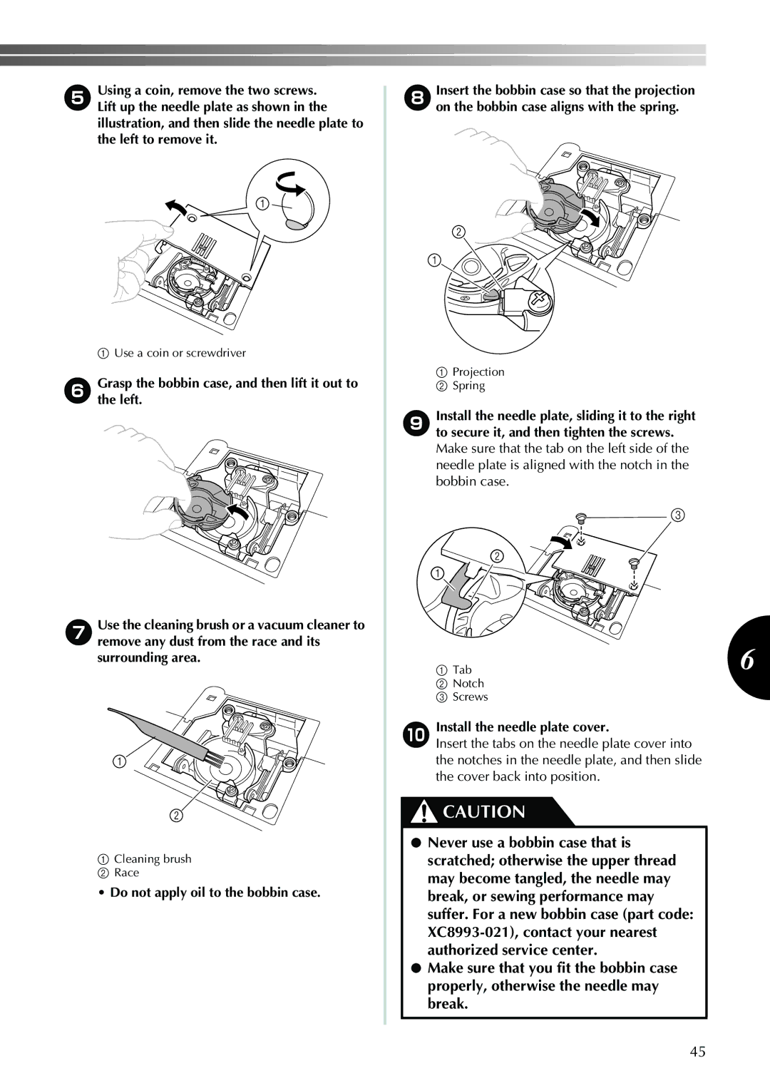 Brother XL-2620i, XL-2610i, XL-3520i, XL-3510i operation manual Install the needle plate cover 