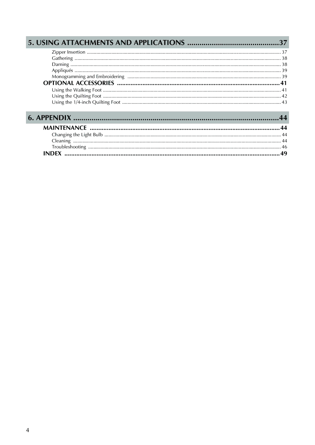 Brother XL-3510i, XL-2610i, XL-3520i, XL-2620i operation manual Appendix 