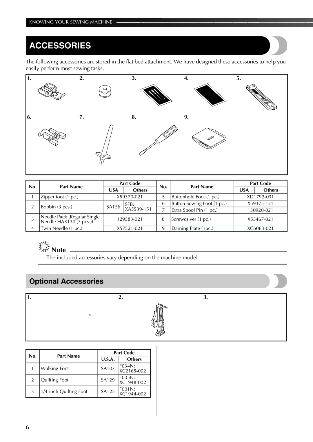 Brother XL-2610i, XL-3520i, XL-3510i, XL-2620i operation manual Optional Accessories 