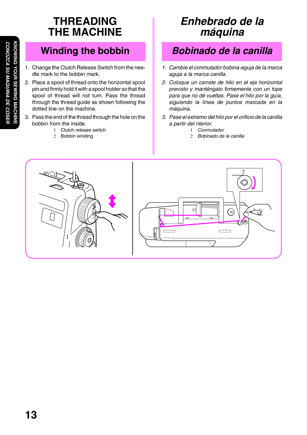 Brother XL 3010, XL3022 operation manual Winding the bobbin, Bobinado de la canilla 