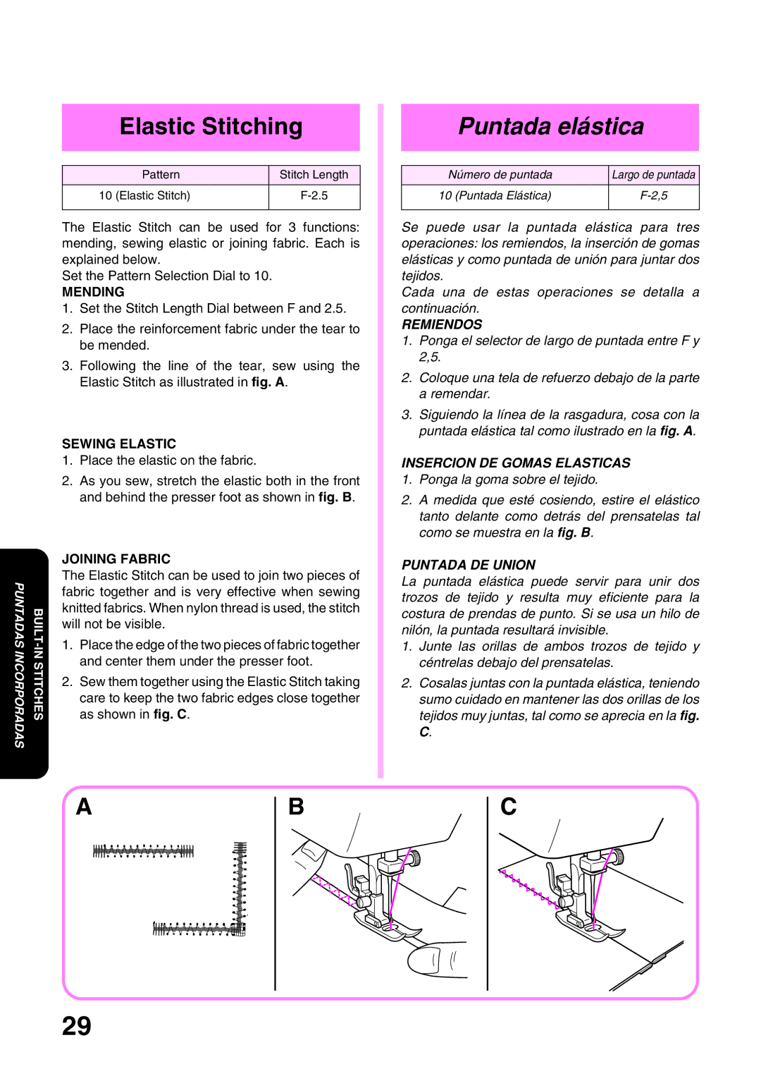 Brother XL 3010, XL3022 Elastic Stitching, Puntada elástica, Remiendos, Insercion DE Gomas Elasticas, Puntada DE Union 