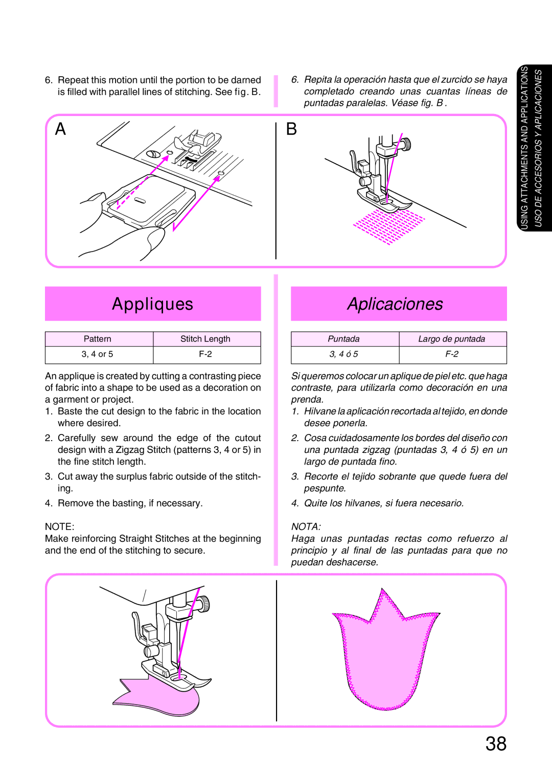 Brother XL3022, XL 3010 operation manual Appliques, Aplicaciones 