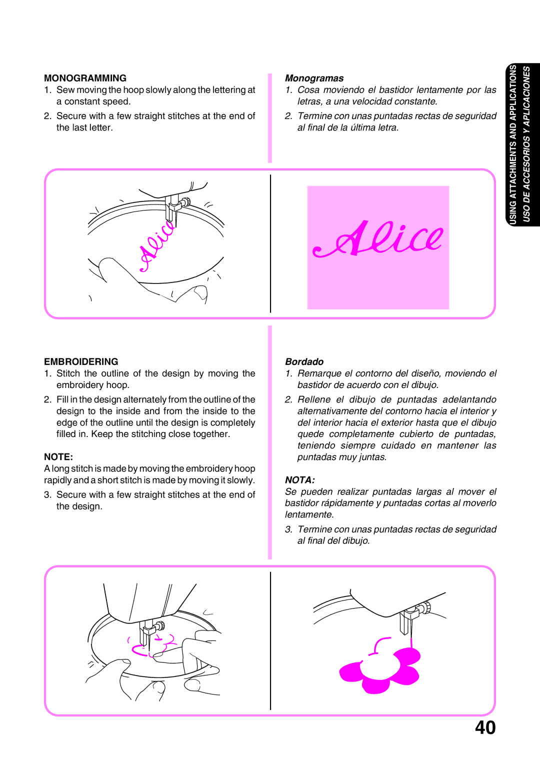 Brother XL3022, XL 3010 operation manual Monogramming, Embroidering, Monogramas, Bordado 