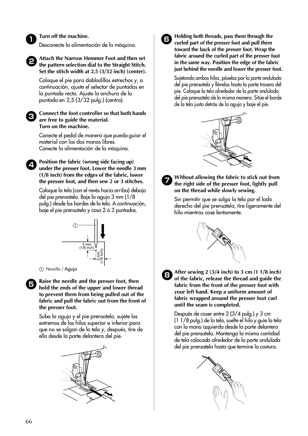 Brother XL-3500i, XL-3750, LS-590 operation manual Después de coser entre 2 3/4 pulg. y 3 cm 