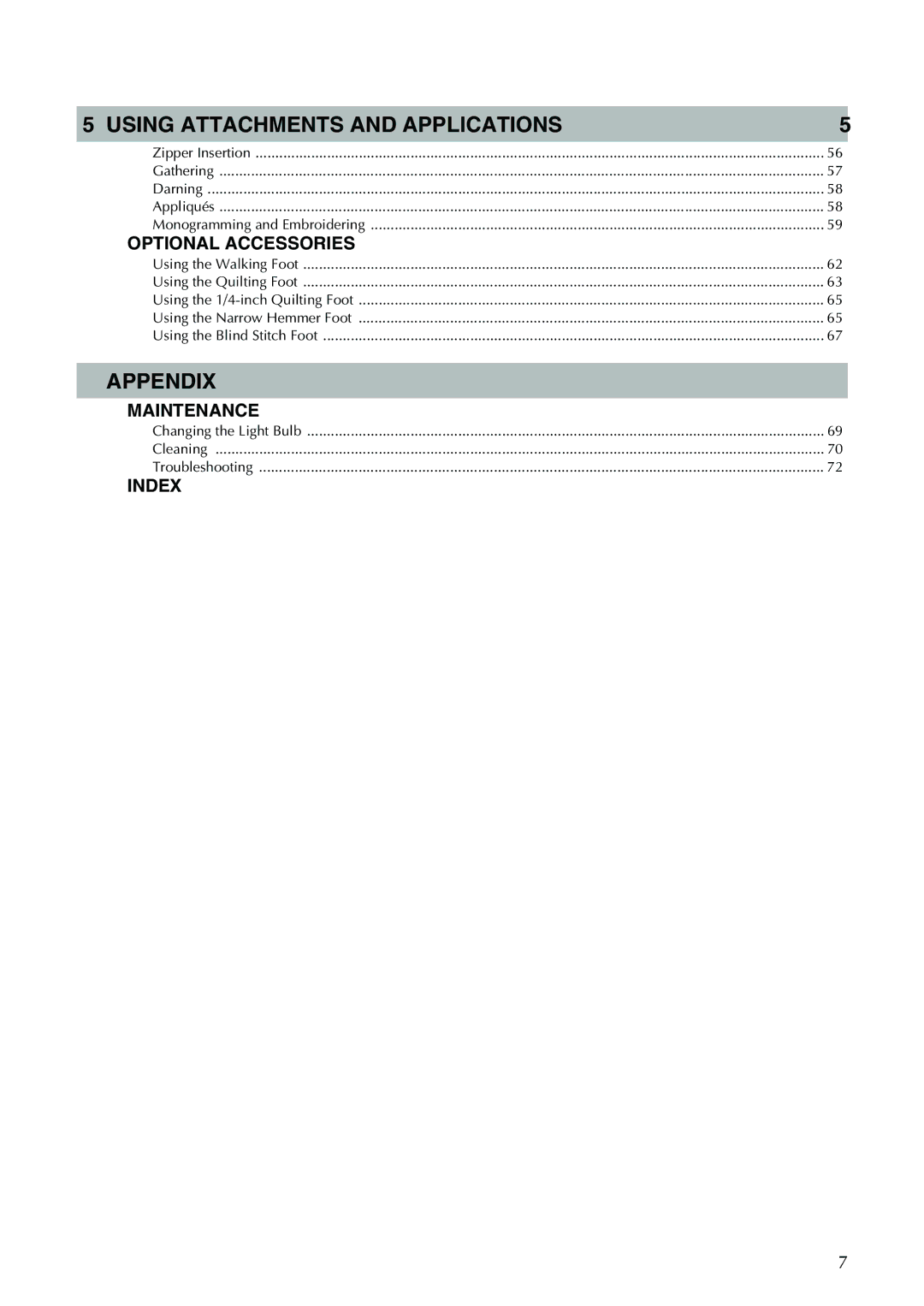 Brother LS-590, XL-3750, XL-3500i operation manual Appendix 