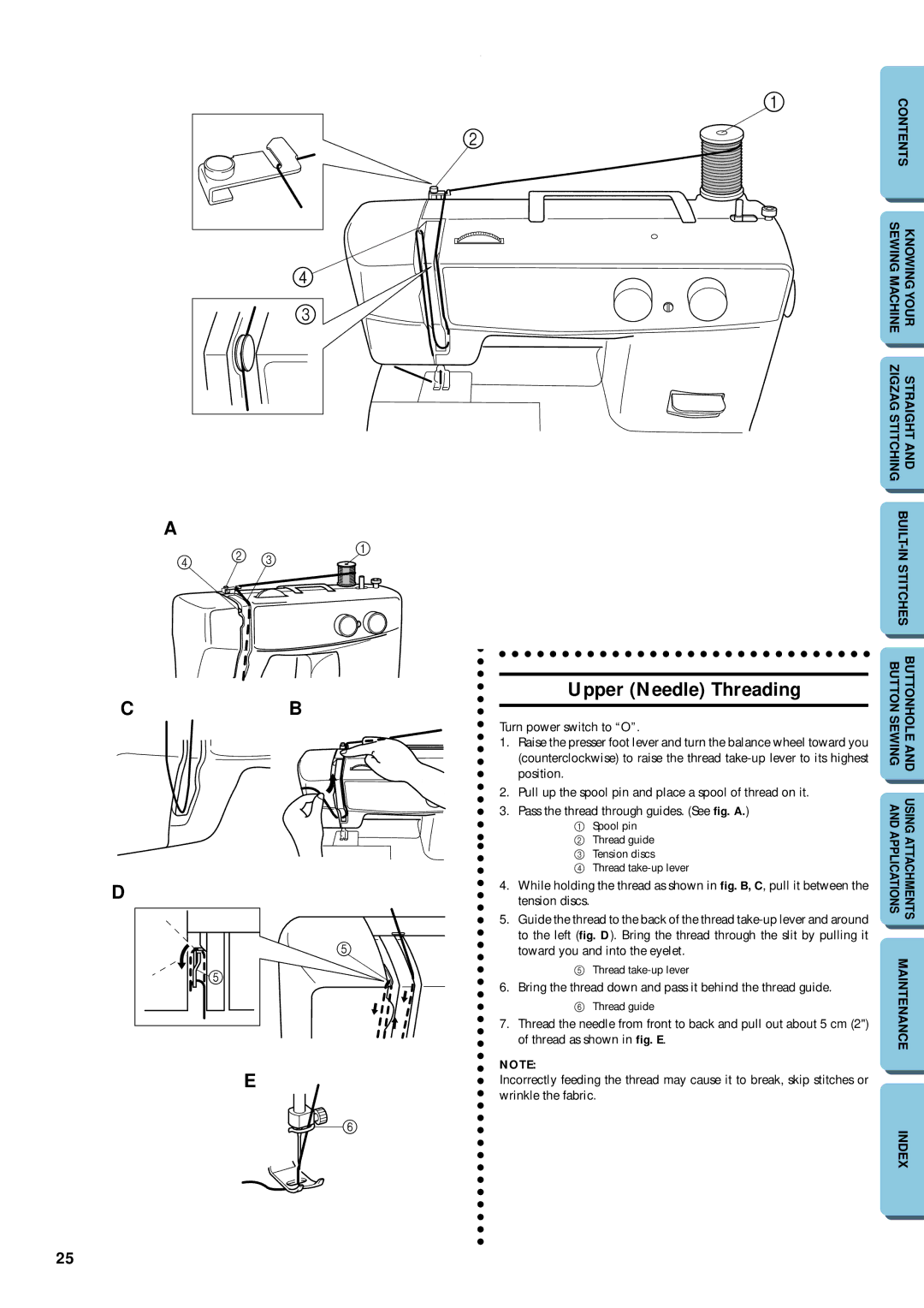 Brother XL-5012, XL-5032 instruction manual Upper Needle Threading 