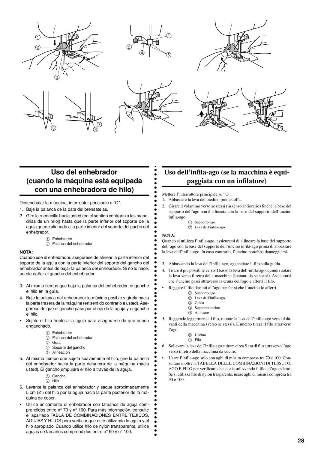 Brother XL-5032, XL-5012 instruction manual Enhebrador Palanca del enhebrador 