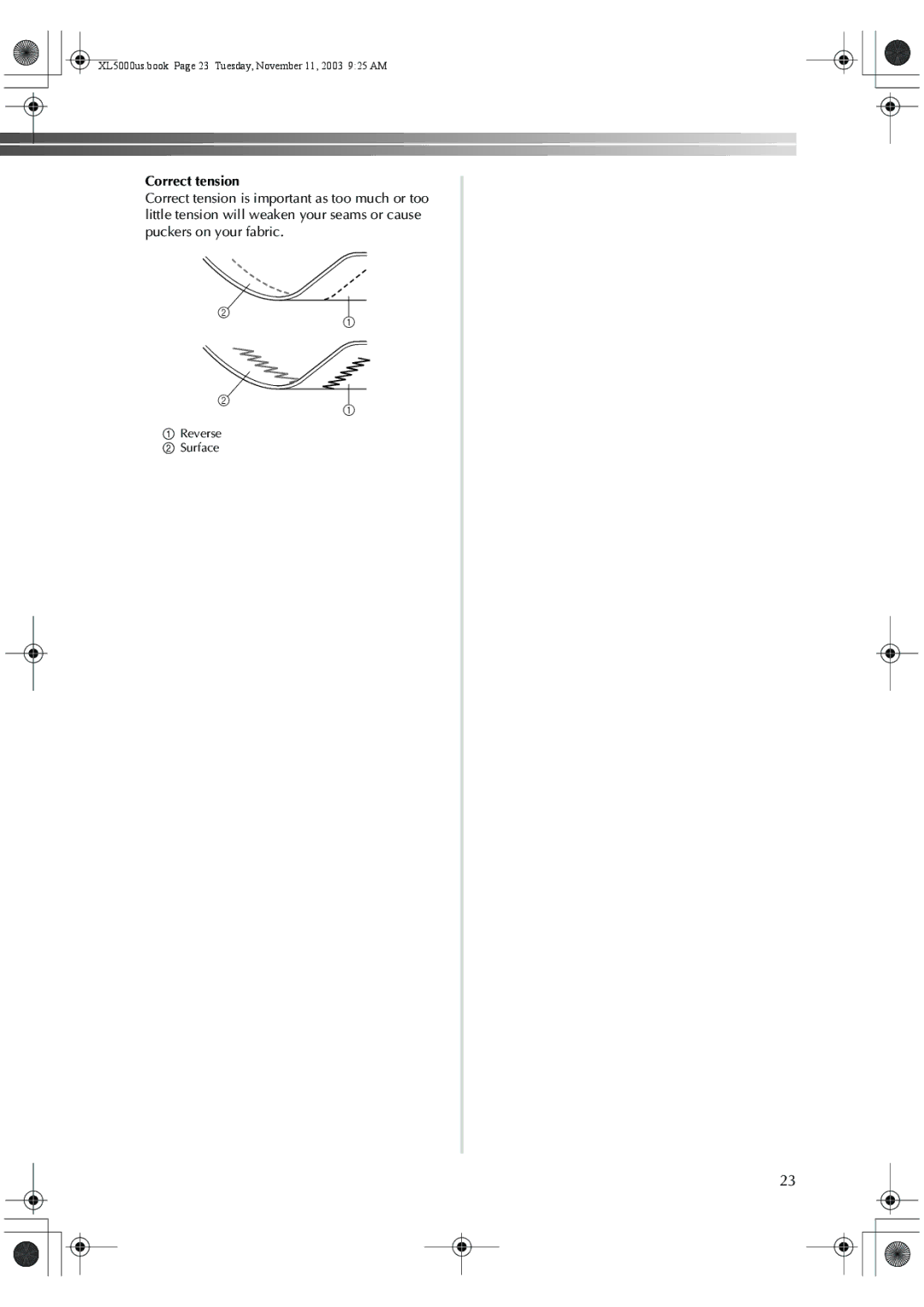 Brother XL-5060, XL-5051, XL-5071, XL-5061, XL5050, XL-5070 operation manual Correct tension 