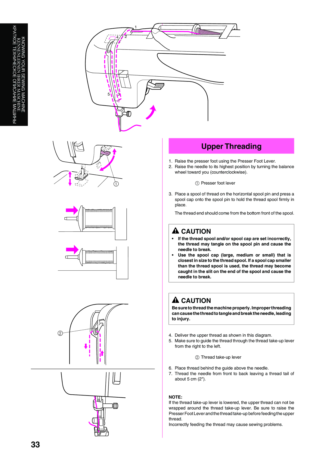 Brother XL-6040 important safety instructions Upper Threading 