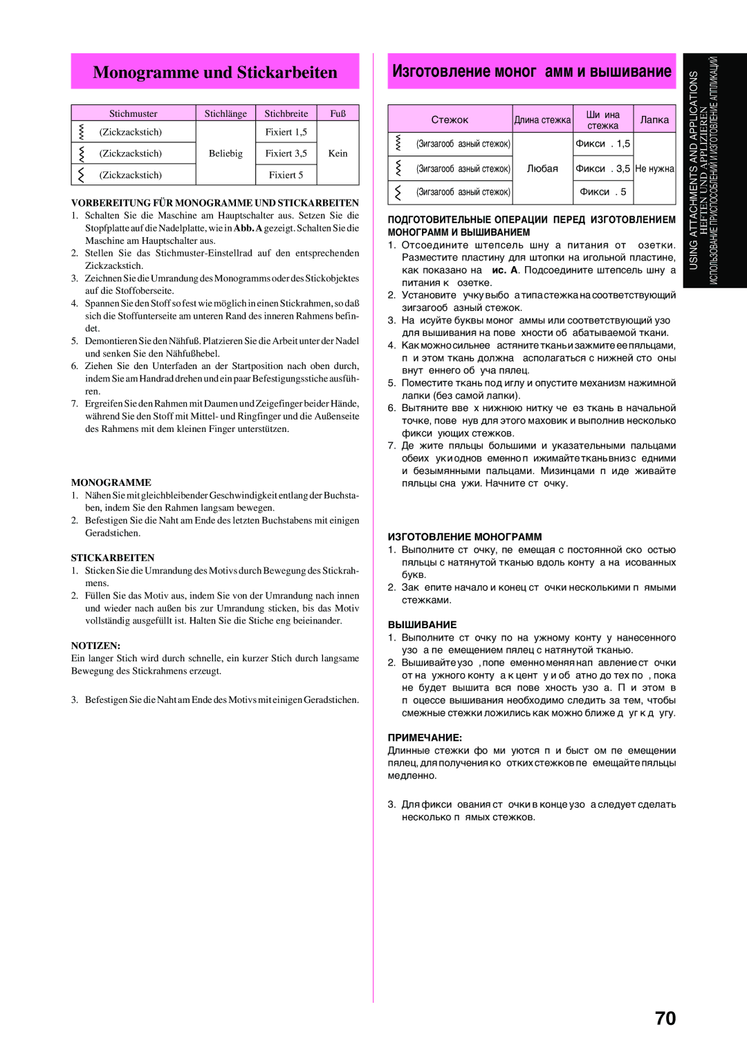 Brother XL-6040 important safety instructions Monogramme und Stickarbeiten, Изготовление Монограмм, Вышивание 