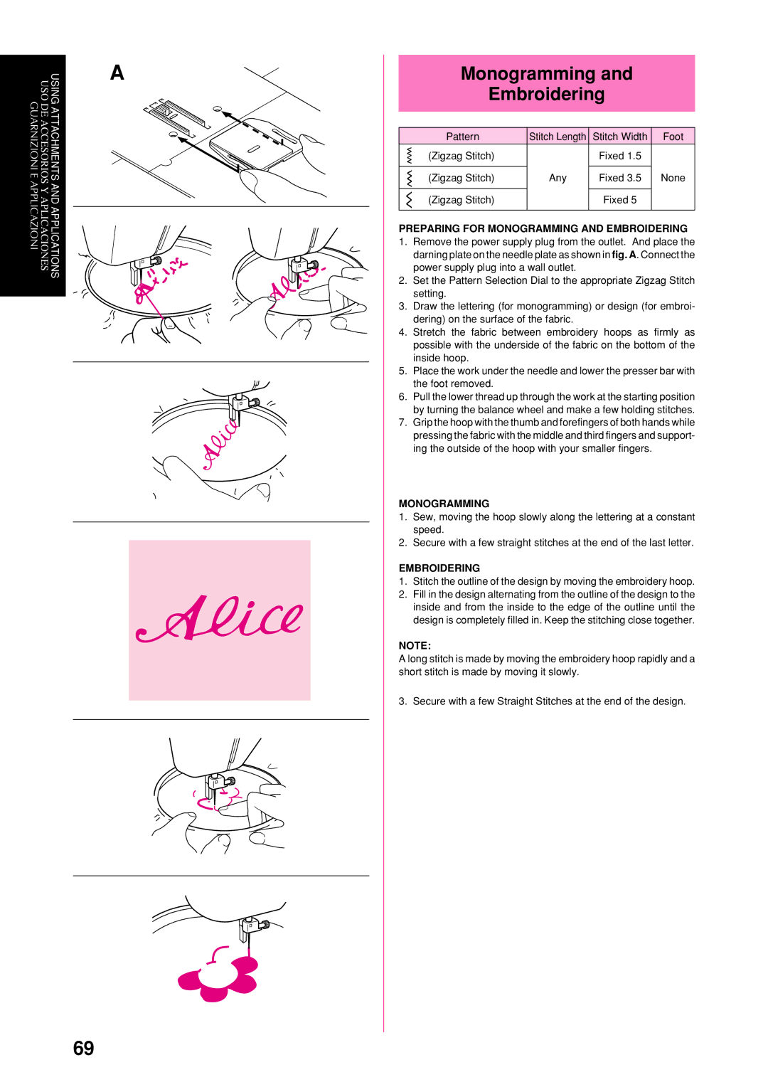 Brother XL-6041, XL-6053, XL-6050, XL-6060, XL-6062 Monogramming Embroidering, Preparing for Monogramming and Embroidering 